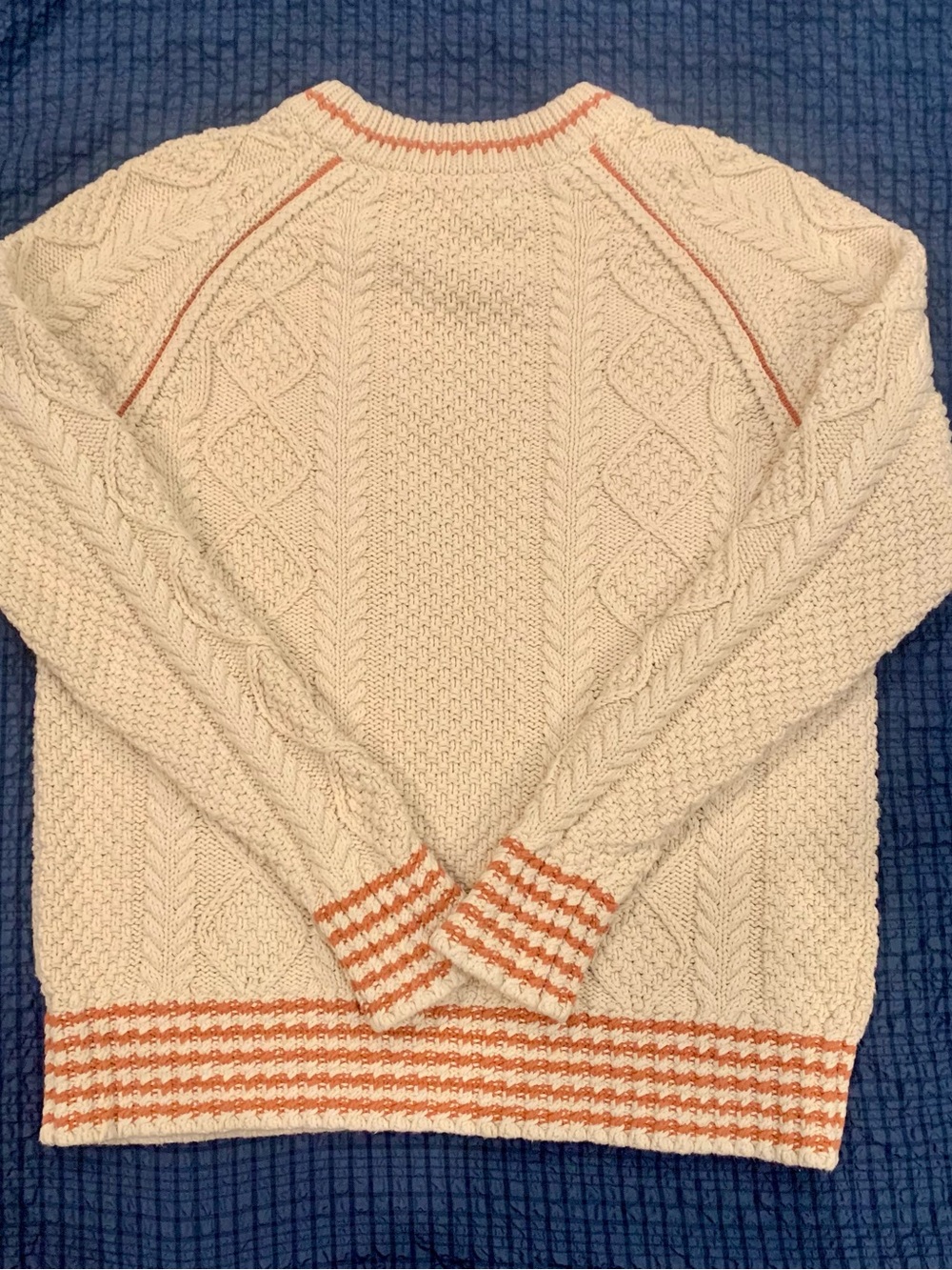 L.L.Bean Signature Cotton Fisherman Sweater Cable Knit size L Women’s - Picture 2 of 14